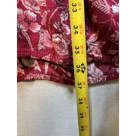 Knox Rose Womens Peasant Boho Tiered Dress Size L Burgundy Red Floral - Picture 9 of 11